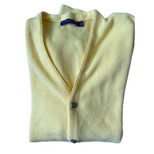 Pinnacle VTG Y2K Cardigan Sweater Mens Medium Yellow Solid Dad Grandpa Preppy